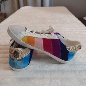 Kurt Geiger London Lexi Rainbow Sneakers Women 40/US 9 Pave Eagle Velvet Suede